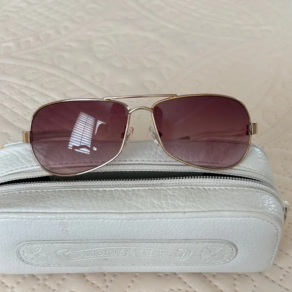 Chrome Hearts Sunglasses with Pink Gradient Lenses Excellent condition unisex Chrome Hearts Sunglasses Rimless Pink Gradient Lenses Gold  main image 4